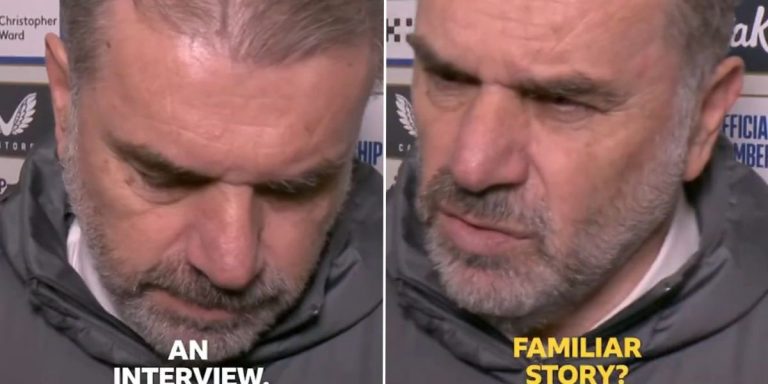 Ange Postecoglou snaps back at BBC reporter after Tottenham’s disappointing defeat to Everton