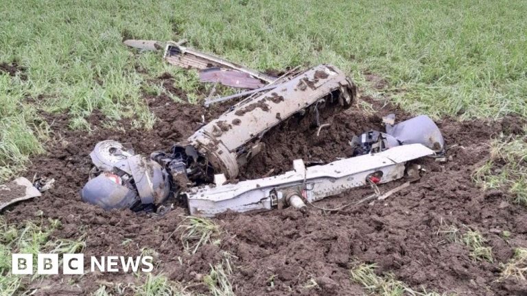 Lucky escape as part from fighter jet lands in village field