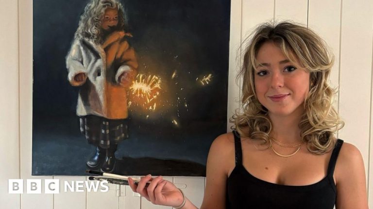 Artist Makenzy Beard who sells art for £23k gets first painting lesson