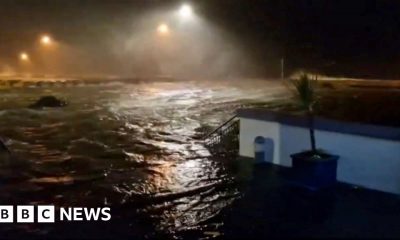 CCTV footage shows flooding outside Galway aquarium