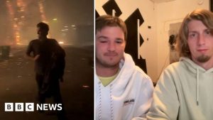 Moment friends abandon house as Palisades fire closes in