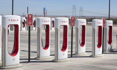 KETTLEMAN CITY, CA - JUNE 19: A deserted array of Tesla charging stations is viewed at 9 a.m. on June 19, 2024 in Kettleman City, California. Kettleman City offers fast food and an excess of Tesla electrical charging stations for travelers on Interstate 5 between Los Angeles and the San Francisco Bay Area. (Photo by George Rose/Getty Images)