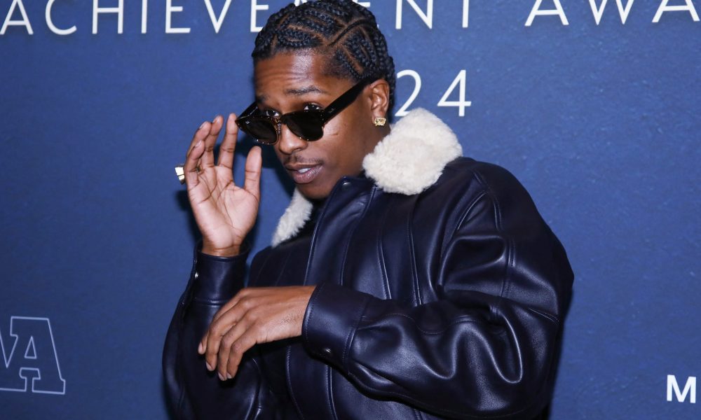 A$AP Rocky arrives for the 38th Annual Footwear News Achievement Awards at Cipriani South Street in New York on December 4, 2024.