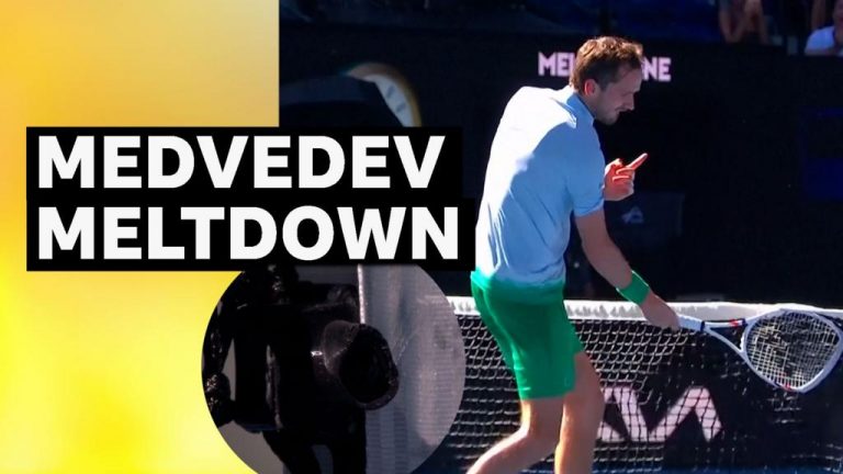 Australian Open: Watch Daniil Medvedev destroys net camera