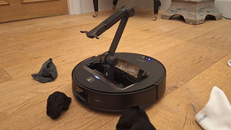 Roborock’s new robovac has a mechanical arm that can pick up your socks and maybe also play with your cat