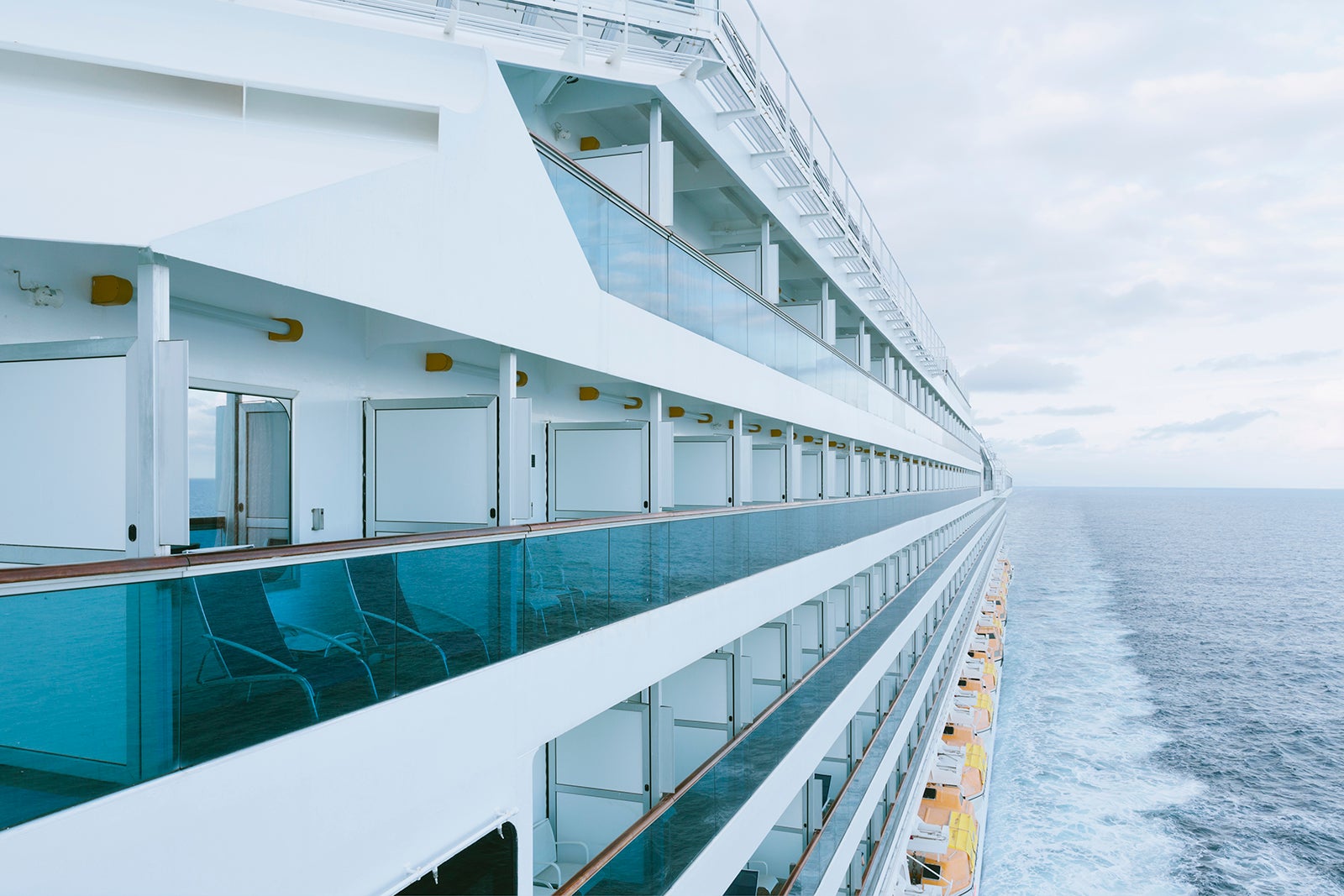 Exterior of cruise ship sailing in Mediterranean Sea