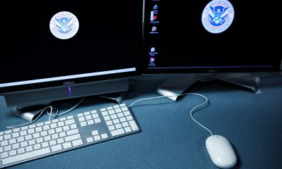 The logos of the U.S. Department of Homeland Security are seen on computer terminals in a training room of the Cyber Crimes Center of the U.S. Immigration and Customs Enforcement October 13, 2009 in Fairfax, Virginia.