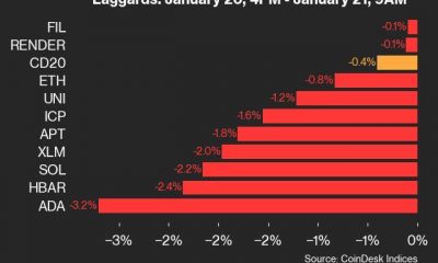 9am CoinDesk 20 Update for 2025-01-21: laggards chart