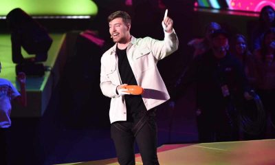 MrBeast speaks onstage during the 2023 Nickelodeon Kids' Choice Awards at Microsoft Theater in LA