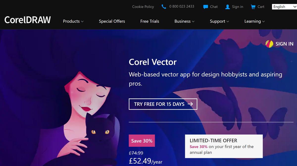 Website screenshot of CorelDRAW Coral Vector