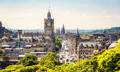 A high angle view over central Edinburgh, with Princes Street busy with pedestrians on a sunny afternoon. Pic: iStock