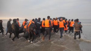 People boarded overcrowded boats to cross the Channel