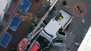 An IS flag that was attached to the pick-up truck that was driven down Bourbon Street