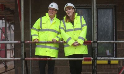 Prime Minister Sir Keir Starmer and Deputy Prime Minister Angela Rayner during a visit to a construction site in Cambridge, as the government announces major planning reforms to get Britain building. Pic: PA