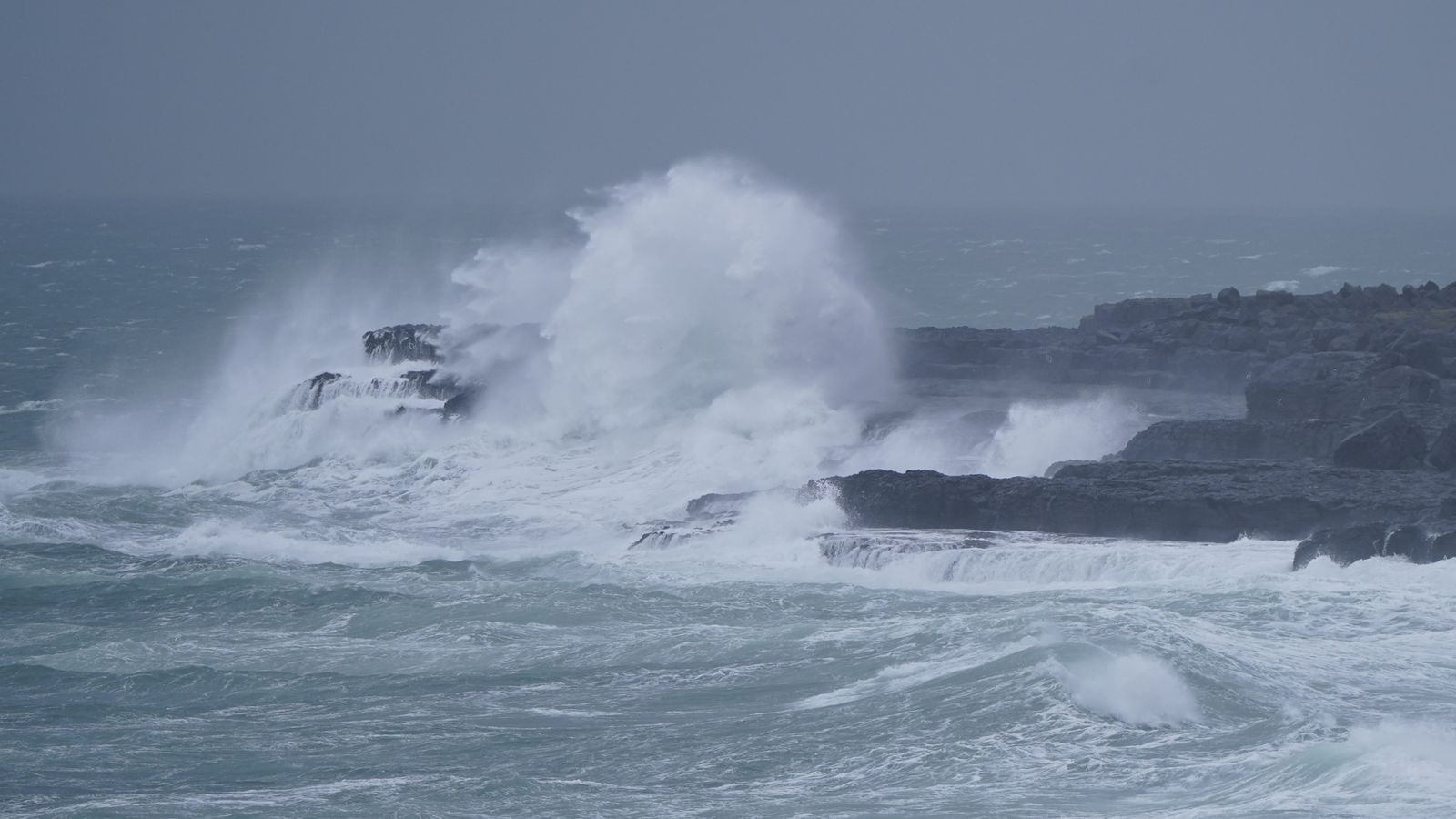 High Atlantic swells at Fanore, County Clare in the Republic of Ireland as Storm Jocelyn hits. Efforts to restore power to customers after Ireland was battered by Storm Isha are continuing, with warnings of further disruption to come from Storm Jocelyn. The latest storm is expected to bring gusts of up to 65mph from around 4pm. Picture date: Tuesday January 23, 2024.