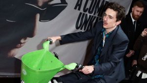 Timothee Chalamet rides Lime bike at London premiere of Bob Dylan biopic | Ents & Arts News