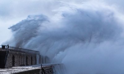 Waves crash over Tynemouth Pier during Storm Darragh in December. Pic: AP