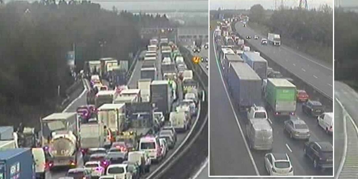 Motorway chaos sees drivers stuck in hours-long delays as Storm Eowyn batters UK