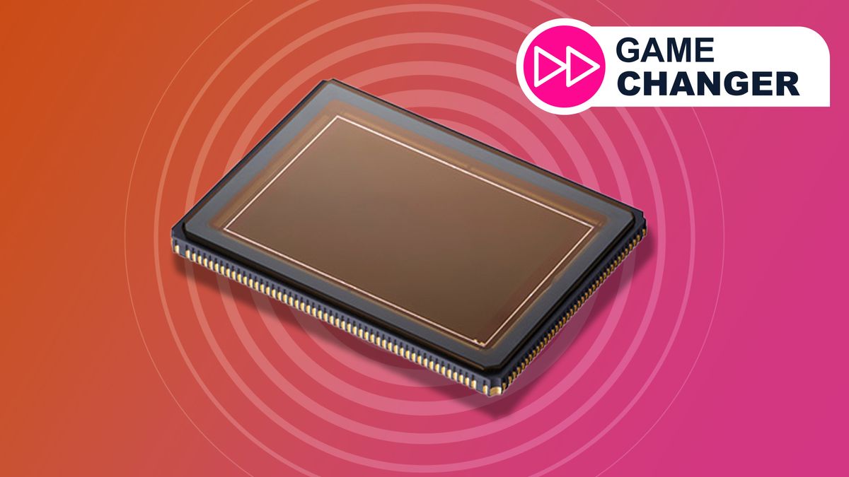 Canon 410MP full-frame sensor on a magenta background with Game Changer text overlay