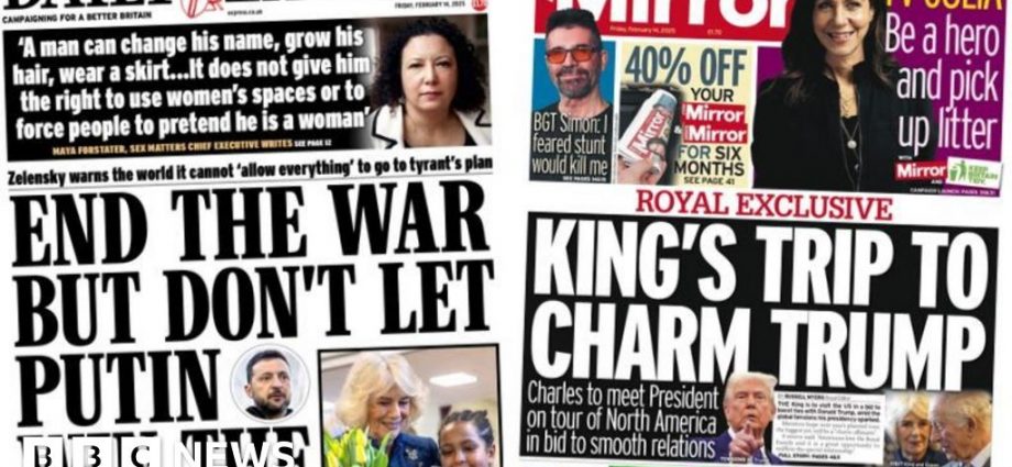 'Don't let Putin win' and 'King's trip to charm Trump'