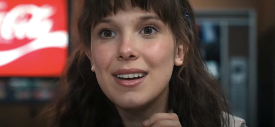 millie bobby brown as a smiling eleven in stranger things season 4