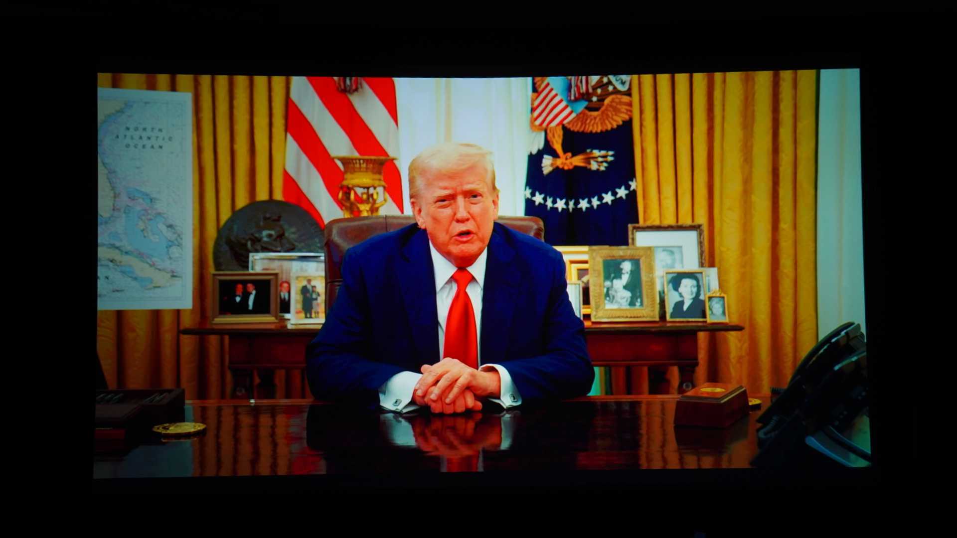 U.S. President Donald Trump speaks at the Digital Asset Summit in New York City. (Nikhilesh De)