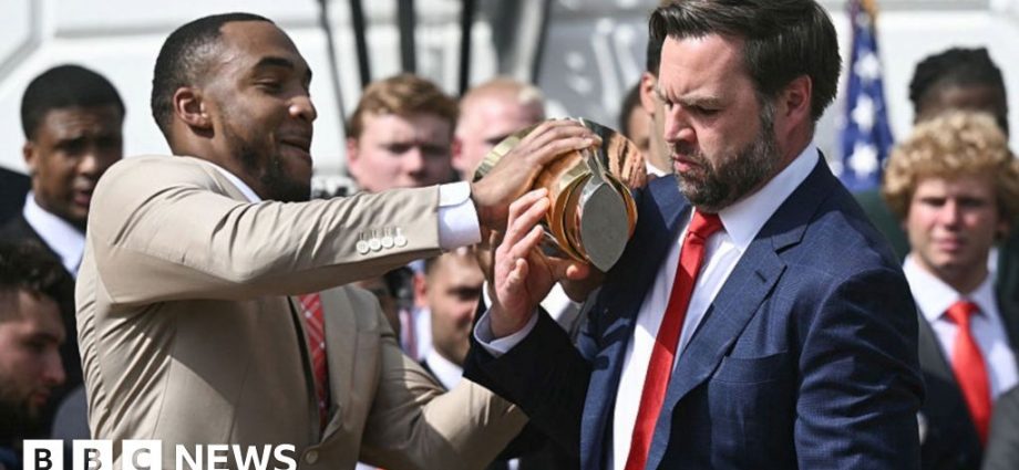 JD Vance drops college football trophy at White House