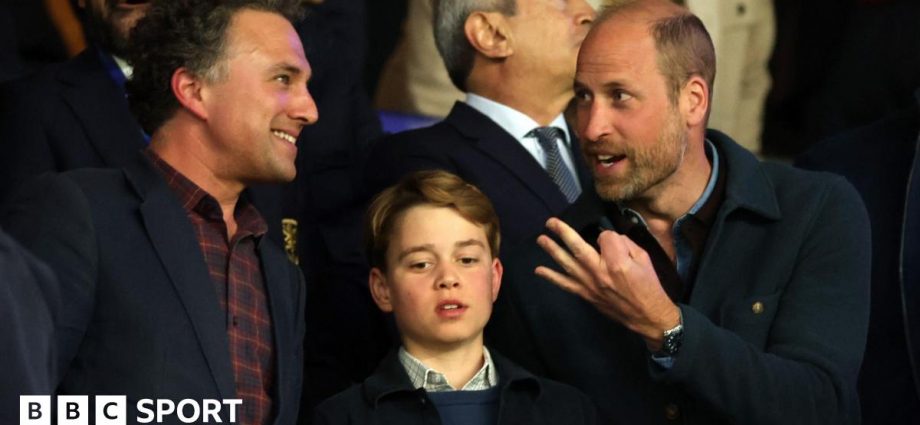 Prince of Wales takes Prince George to watch Aston Villa in Paris in Champions League
