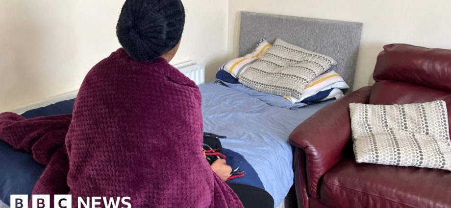 Homeless victim of human trafficking with cancer on makeshift bed