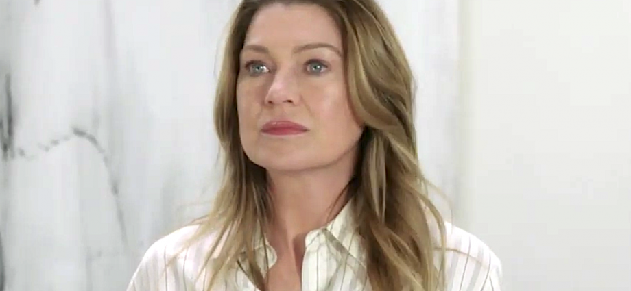 Meredith Grey looks surprised on Grey's Anatomy
