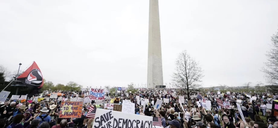 Thousands protest across the US against Trump and Musk at ‘Hands Off’ rallies