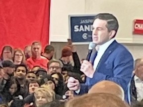 Conservative Leader Pierre Poilievre addresses supporters .