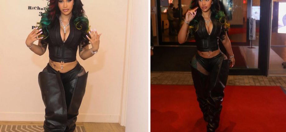 You Ask, We Answer! Cardi B Attended the Vybez Kartel Concert in a Black Leather Jagne Set with Custom Y/Project Boots
