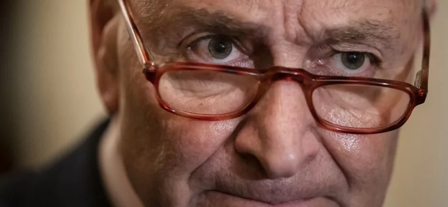 Senate Minority Leader Chuck Schumer, D-N.Y., speaks to reporters at the Capitol in Washington, Tuesday, April 9, 2019.