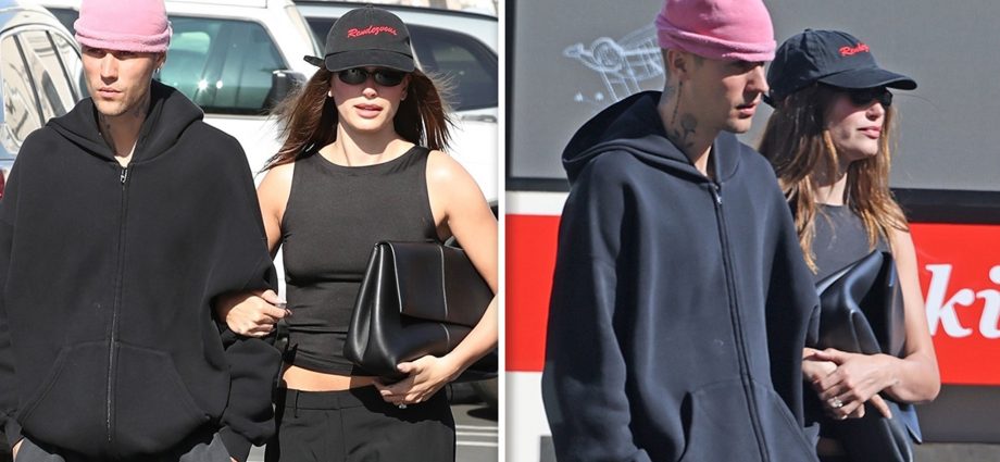 Justin and Hailey Bieber Twin in Black Outfits for L.A. Date