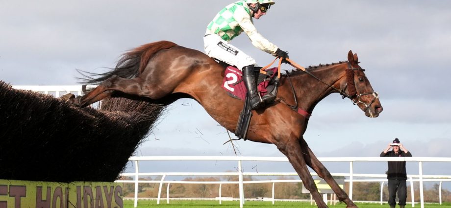 Celebre D'Allen ridden by jockey Callum Pritchard on their way to winning the Portek Limited Handicap Chase at Bangor-On-Dee racecourse, Wrexham County Borough. Picture date: Wednesday November 13, 2024.