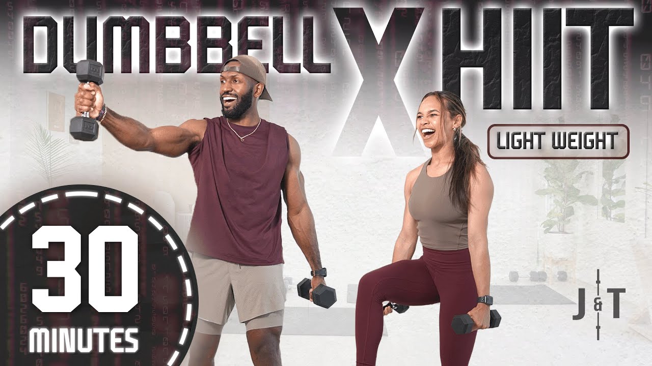 30 Minute Full Body Dumbbell HIIT Workout (Light Weight / Bonus Finisher)