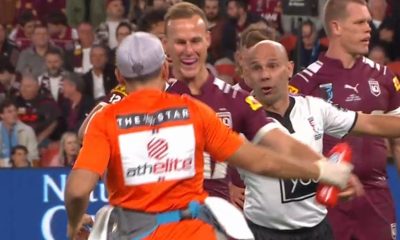 State of Origin 2025 | Referee Ashley Klein sprays NSW Blues trainer video, kicking ball away act revealed