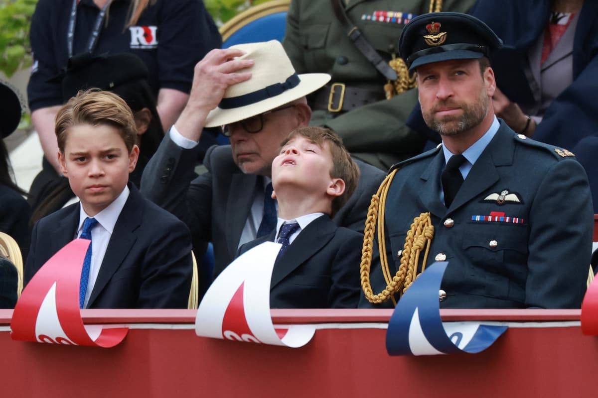 Prince Louis steals the show at VE parade as he keeps dad William looking sharp - and mimics brother George