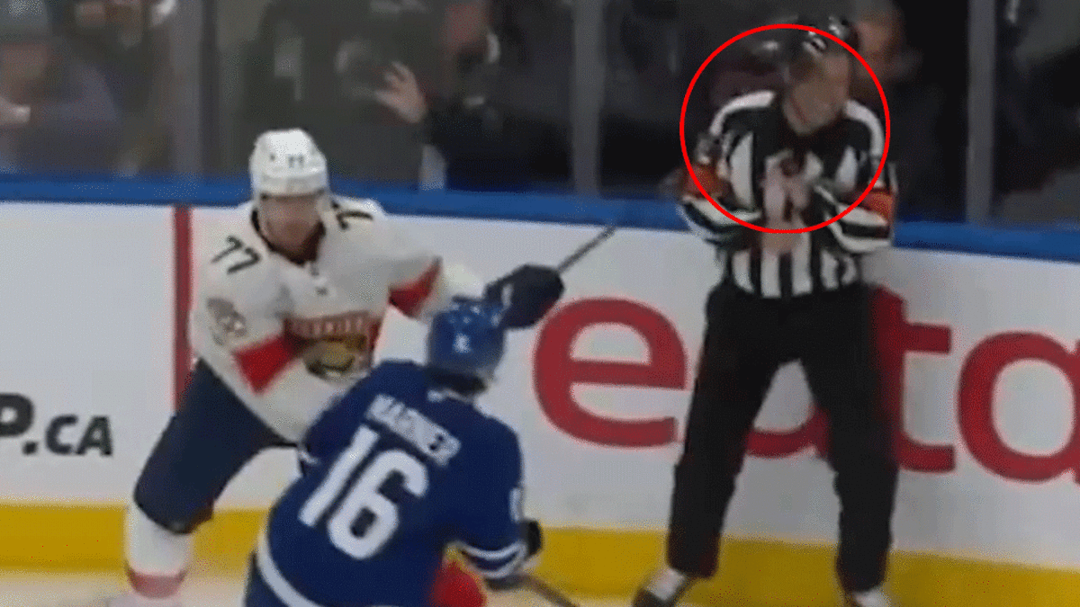 Referee cops accidental stick in face during Stanley Cup playoffs video