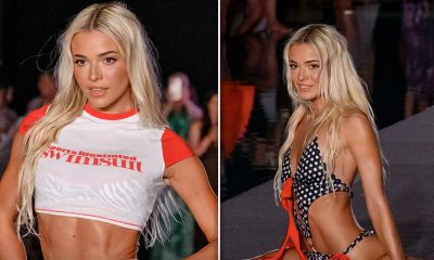 Livvy Dunne Drops Into a Split on the Sports Illustrated Runway