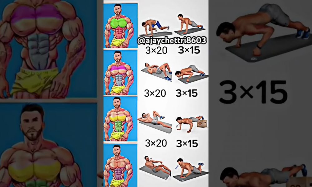 Chest & Abs workout at Home #chestworkout #absworkout #shorts #youtubeshorts #shortsfeed #short