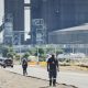 Workers outside Valterra’s smelter site in Rustenburg, South Africa