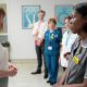 Rachel Reeves talks to NHS staff during a visit to St Thomas’ Hospital in London on Wednesday