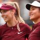 Katie Boulter (GBR) with Emma Raducanu (GBR) during their women's doubles Round 2 match against Lyudmila Kichenok (UKR) and Erin Routliffe