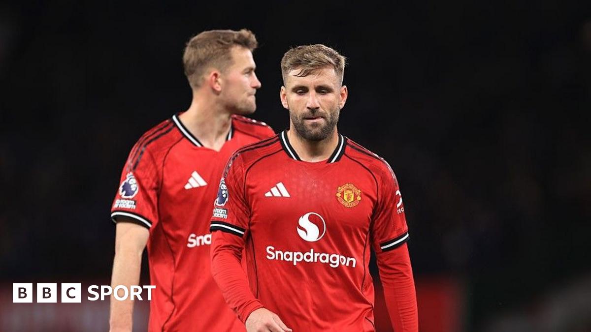 Manchester United pair Luke Shaw (right) and Matthijs de Ligt after the 1-0 home defeat by Everton