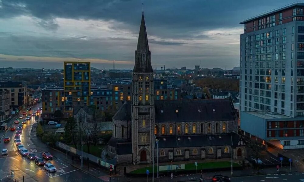 Church tower converted into extraordinary eight-storey city centre home with curved kitchen