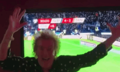 Footage shows ecstatic Rod Stewart celebrating Scotland's World Cup qualification with 'old mate' Ronnie Wood