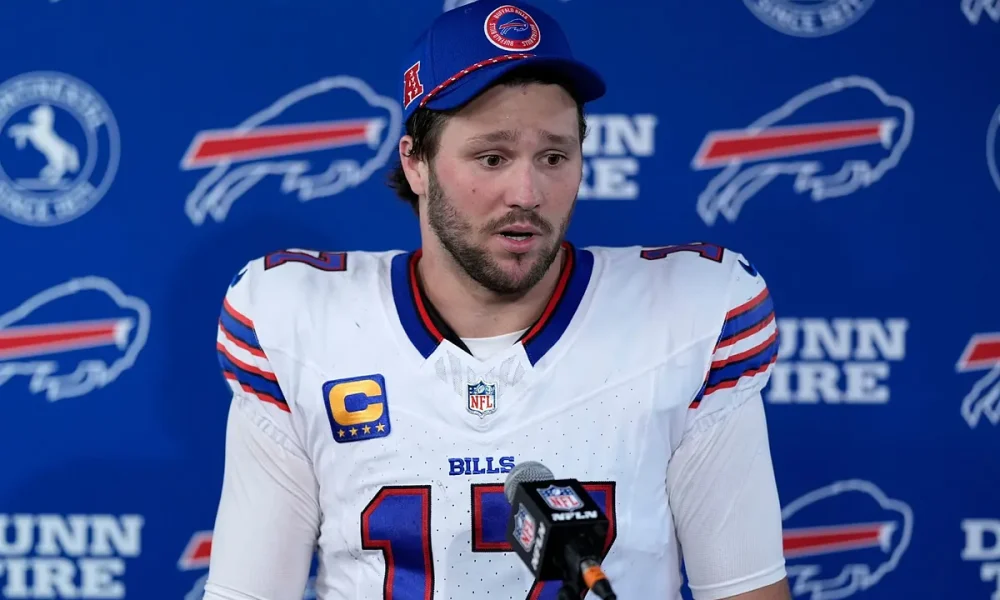 Josh Allen found himself caught in an entanglement sharing an awkward moment with his teammate
