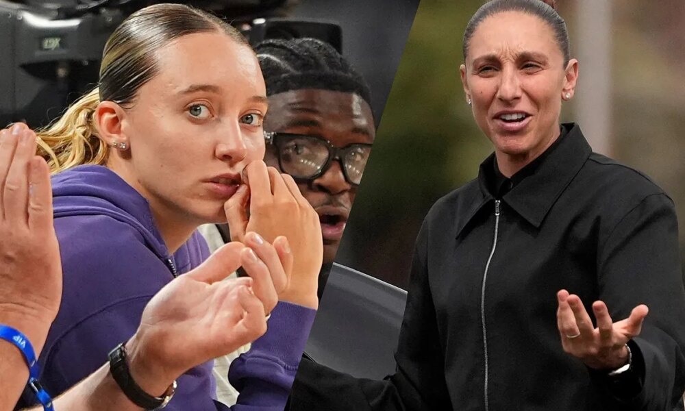 Paige Bueckers nearly flashed an entire crowd with Diana Taurasi catching the moment as it unfolded